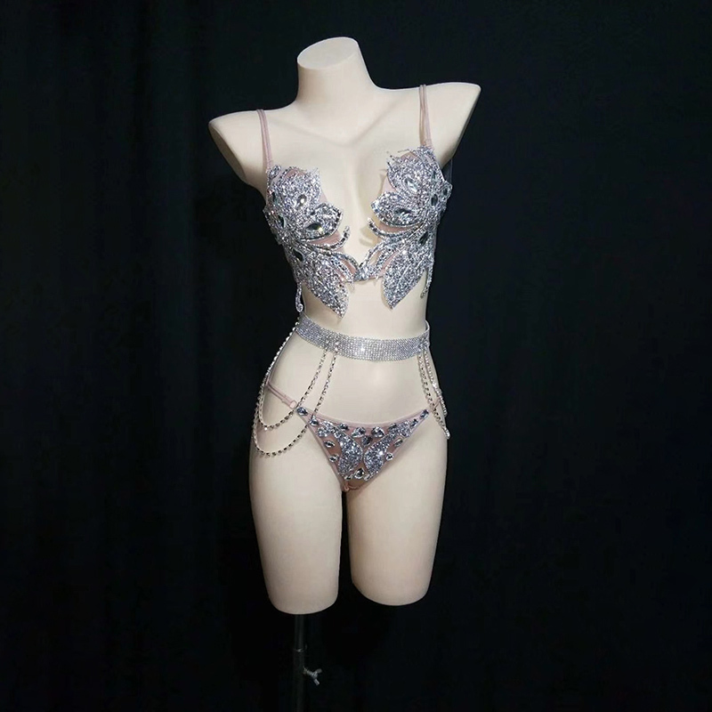 Camisole Bikini Set for Women, European and American Style, Light Luxury, Rhinestone Print, Nightclub Women's Pole Dancing Dj Performance Outfit Camisole Bikini Set for Women, European and American Style, Light Luxury, Rhinestone Print, Nightclub Women's Pole Dancing Dj Performance Outfit