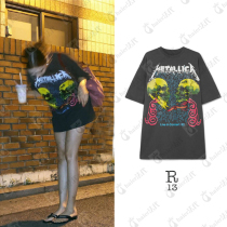 R13 2020 Summer Li Xuan Mei same Skull printing as old punk rock loose men and women with the same T-shirt short sleeves