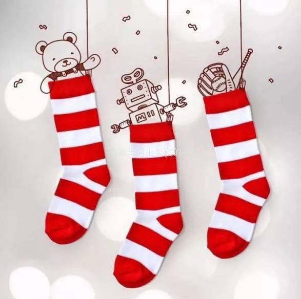 Uncle McDonald's runs for Ai Mai, parent-child cute socks, red and white striped socks, adult four seasons