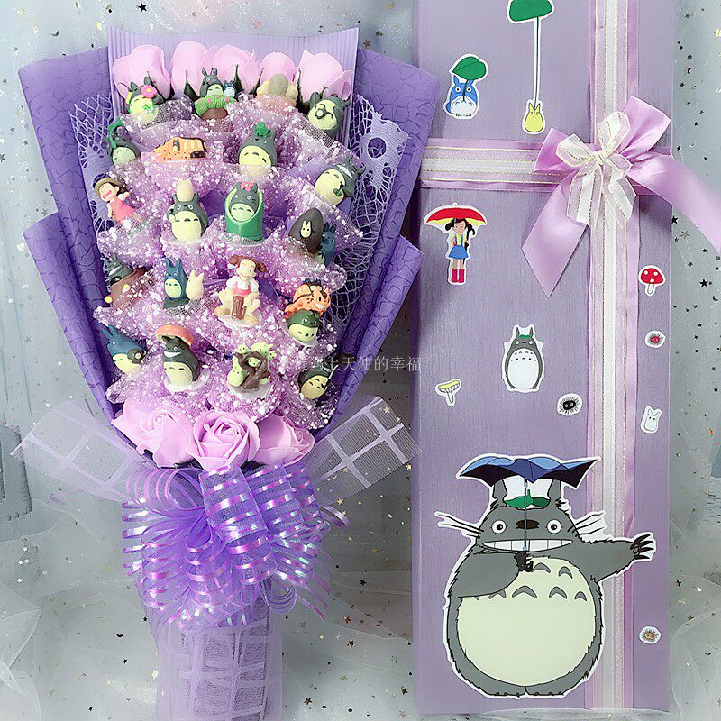 National Day Totoro Anime Vinyl Doll Model Doll Cartoon Soap Bouquet Creative Valentine's Day Birthday Gift