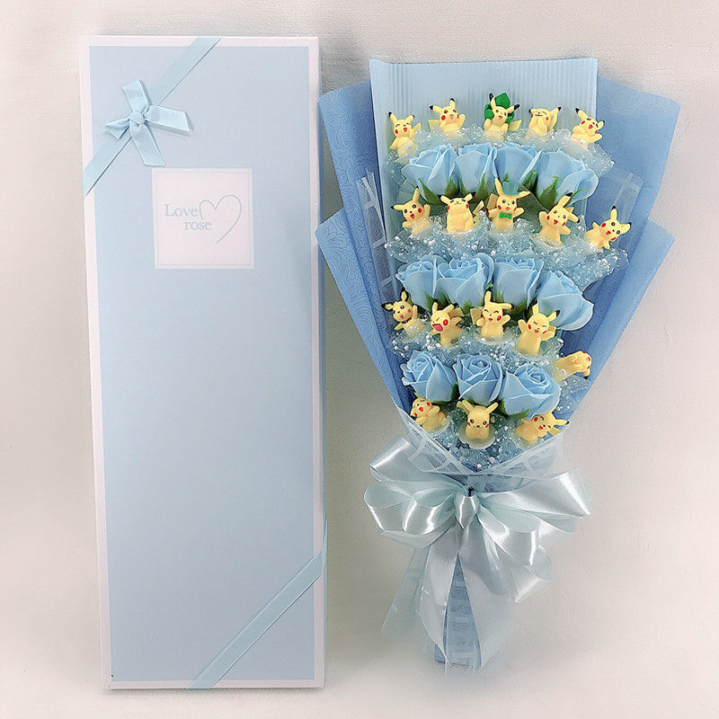 Bikachu Doll Model Flowers Bouquet Kachu Valentine's Day Creative Birthday Gift Cartoon Full Of Stars Transparent Gift Boxes