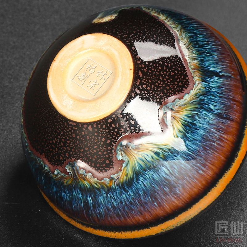 The Master artisan fairy Lin Zongfu built lamp cup checking ceramic household tea Master cup single cup large temmoku