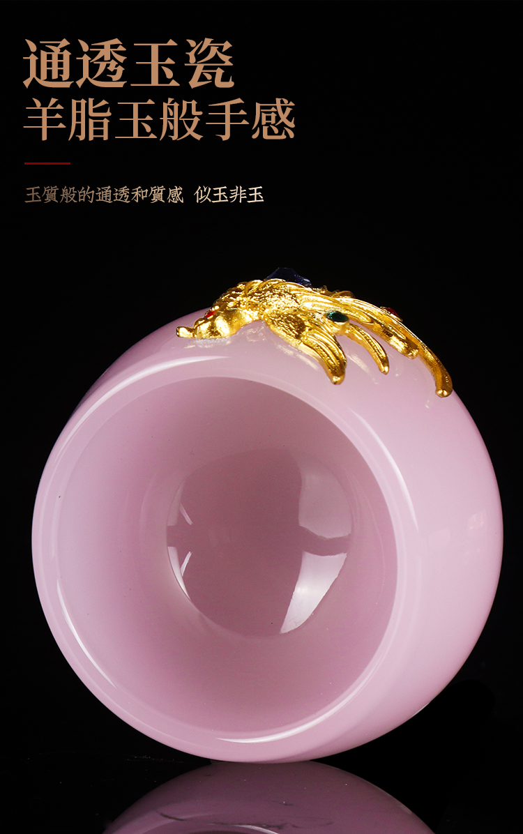 Artisan fairy an inset jades jade colored glaze porcelain teacup master cup single CPU household pure manual kung fu tea sample tea cup