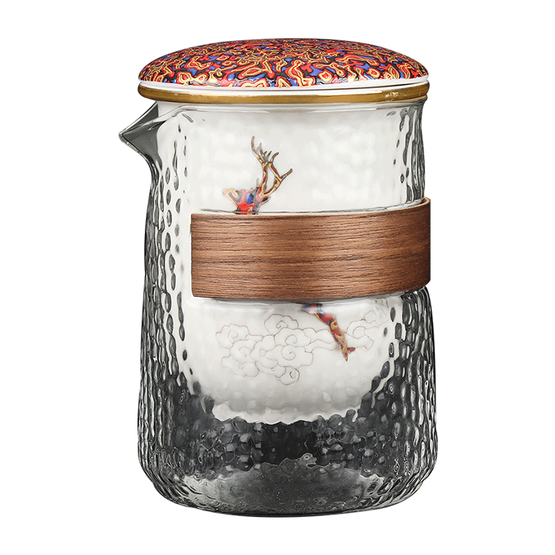 Travel as fairy glass tea set a pot of two cups of on - board, ceramic portable is suing crack cup package kung fu