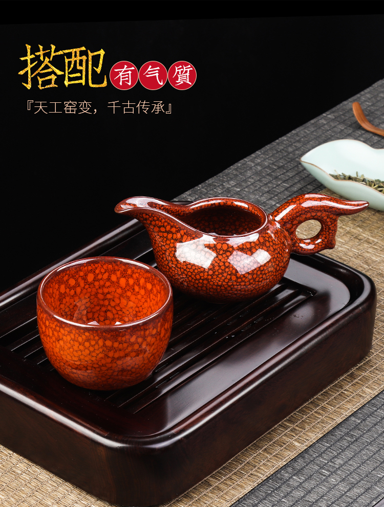 Artisan fair fairy built red glaze, glass up with tubas workpoint kung fu tea tea tea ware household ceramics