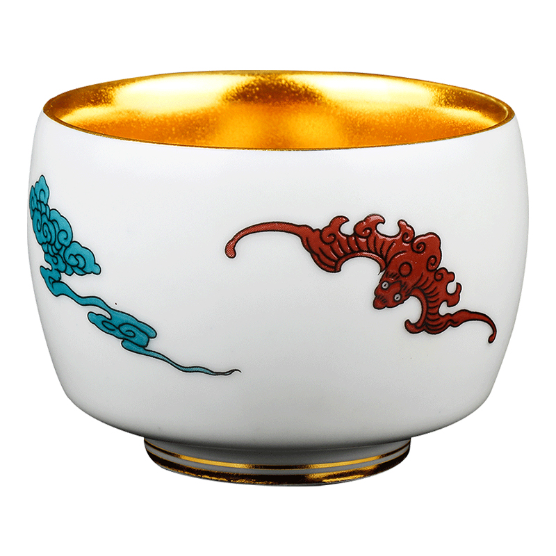 Artisan fairy gold cup couples for a cup of pure checking ceramic cups household kunfu tea cup sample tea cup individuals