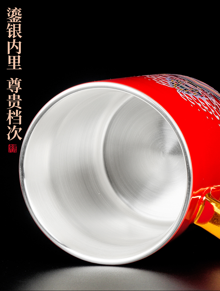 Artisan fairy tasted silver gilding office glass ceramic cup tea cup individual cup with cover the separation of tea tea cup