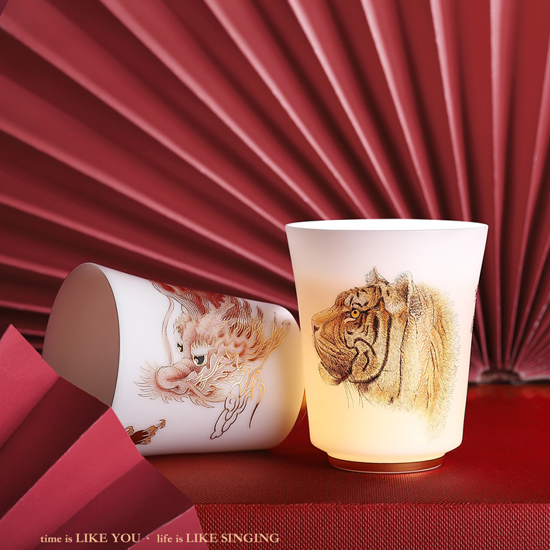 Artisan fairy zodiac kung fu tea set dehua white porcelain cup sample tea cup hand - made master cup gift boxes