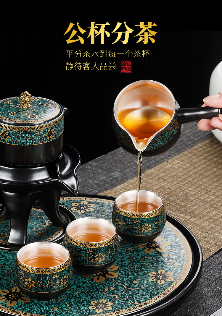 Artisan fairy tasted silver gilding automatic tea set ceramic household hot lazy kung fu tea cups of a complete set of the teapot