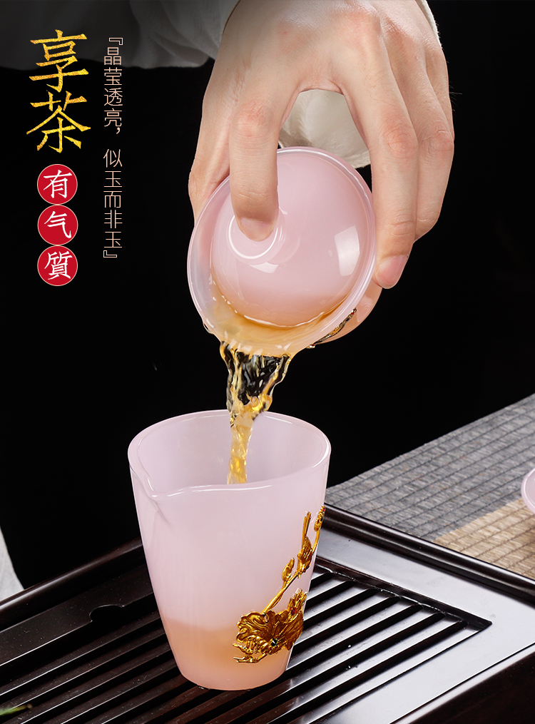 Artisan fairy an inset jades jade colored glaze porcelain teacup master cup single CPU household pure manual kung fu tea sample tea cup