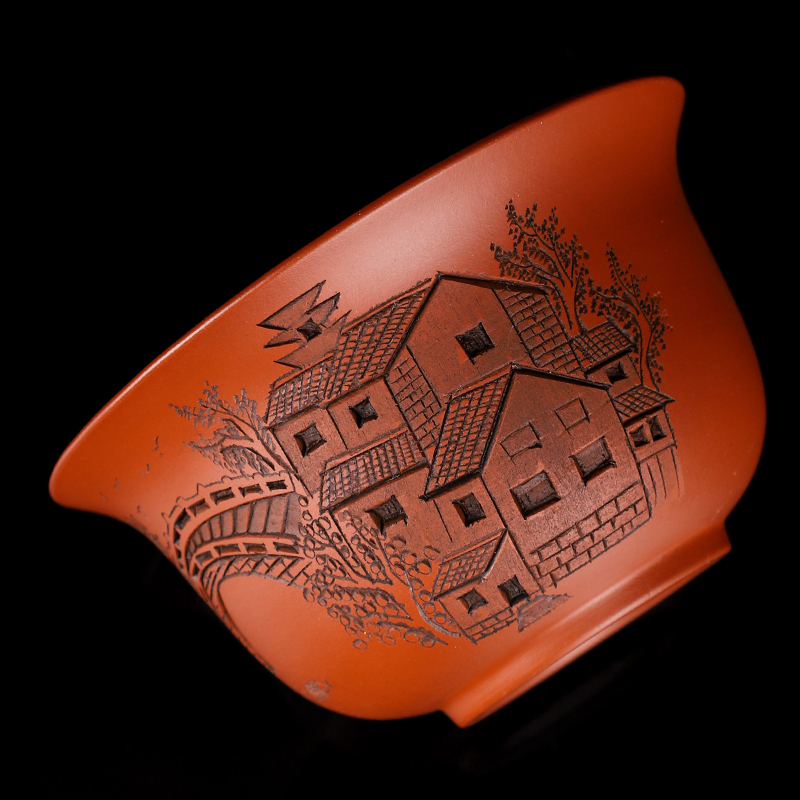 Artisan fairy Bridges violet arenaceous only three tureen ceramic cups household pure manual kung fu tea tea bowl
