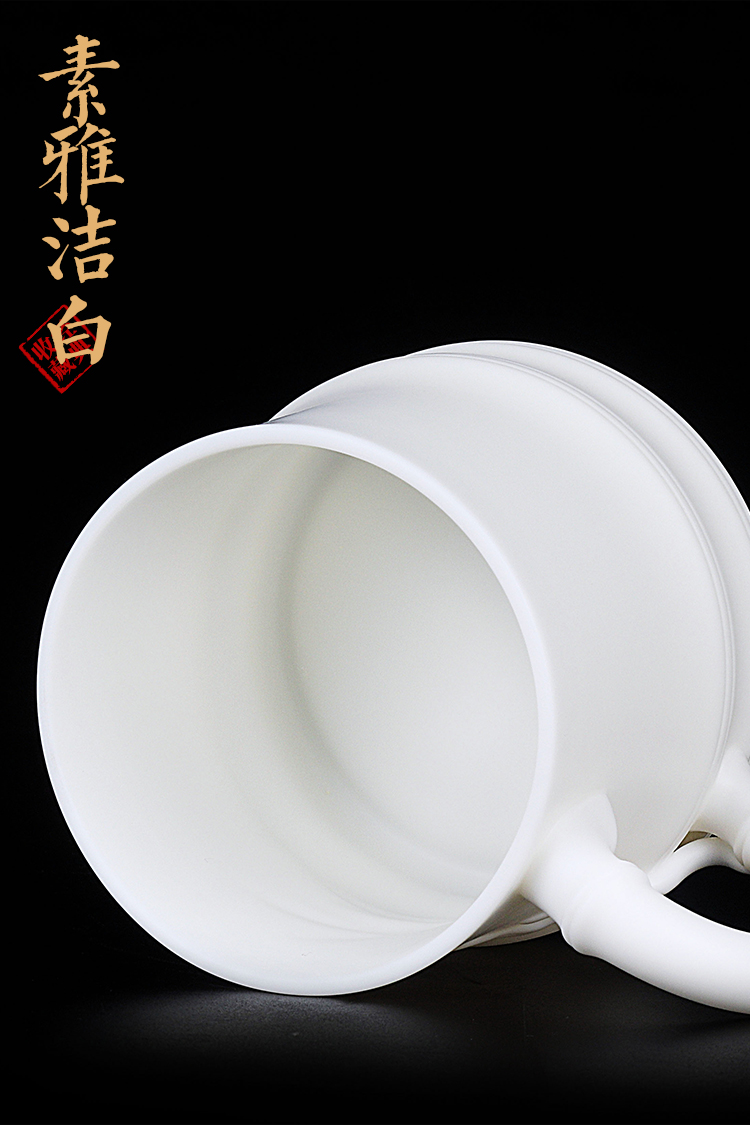 The Master artisan fairy Peng Guihui dehua white porcelain cup with cover ceramic separation home office cup tea tea cup