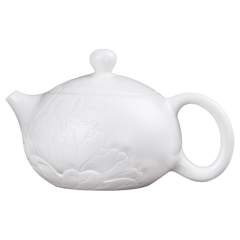 Artisan fairy Zeng Yuzhen master hand carved white porcelain teapot large ceramic filtration kung fu tea set jade CiHu