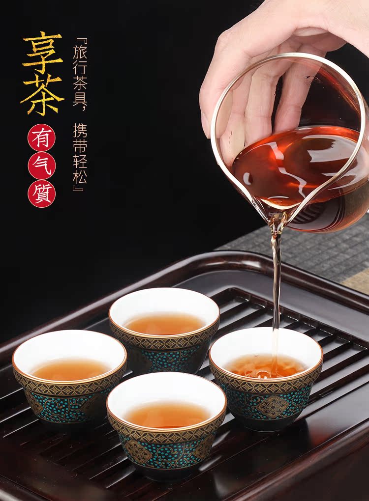 Artisan fairy portable travel kung fu tea set ceramic a pot of four bags is suing travel car crack cup