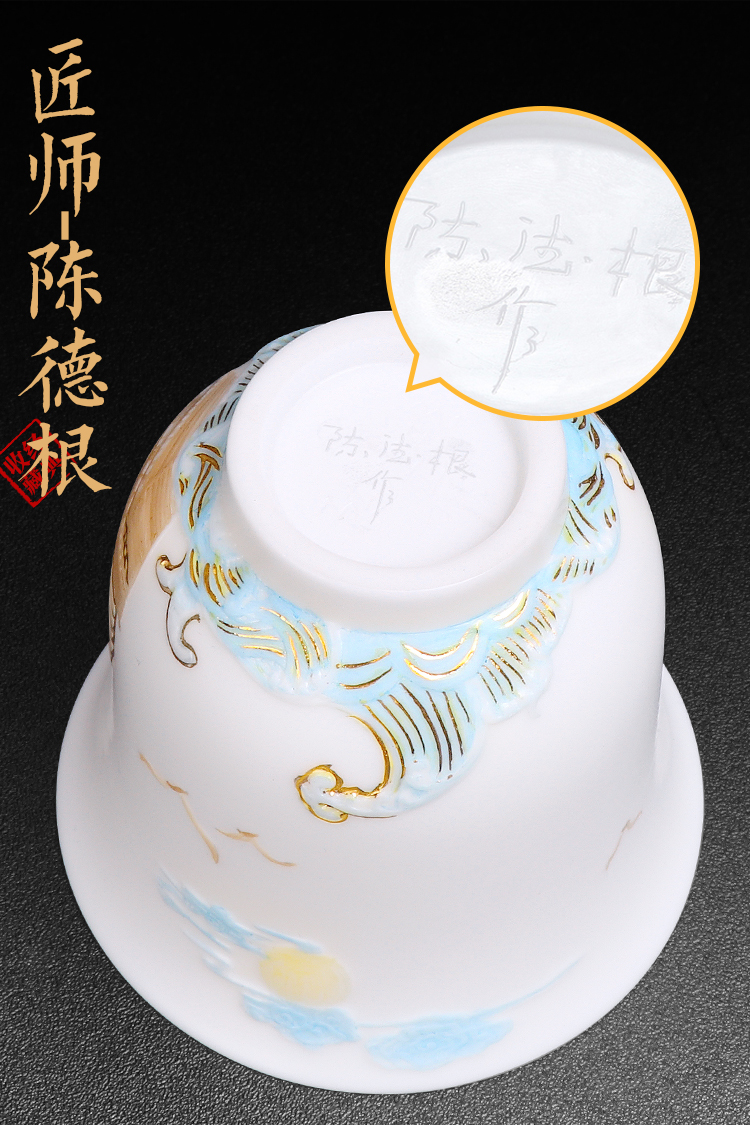 The Master artisan fairy DE - gen Chen dehua white porcelain masters cup of household ceramic checking kung fu tea set sample tea cup