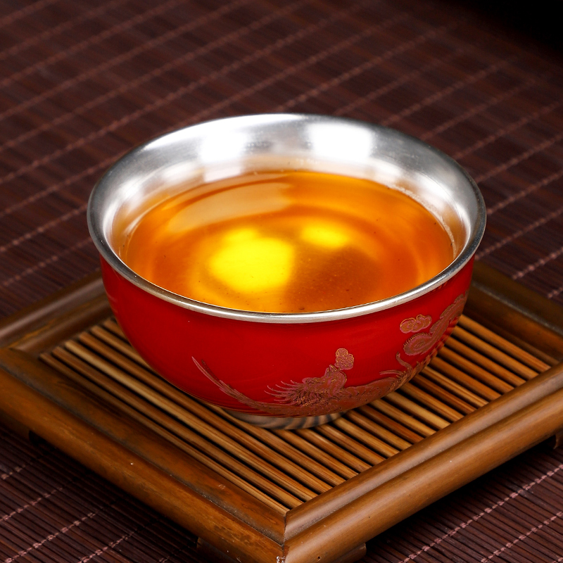 Artisan fairy coppering. As silver phoenix for a cup of tea cups picking household glass ceramics creative kung fu tea master cup single CPU