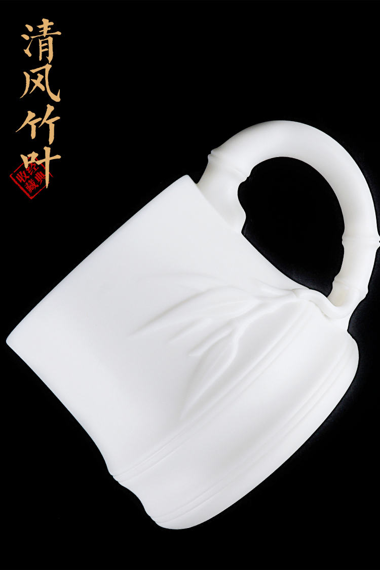 The Master artisan fairy Peng Guihui dehua white porcelain cup with cover ceramic separation home office cup tea tea cup