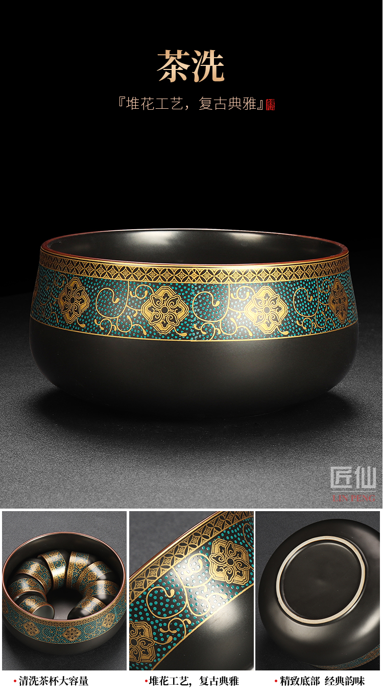 Artisan fairy kung fu tea set ceramic household paint is the cup lid bowl of a complete set of I and contracted tea set