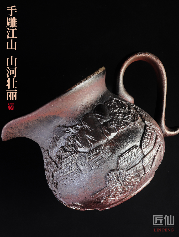 The Master artisan fairy Lin Zongfu archaize firewood ceramics fair keller household pure manual relief points tea tea