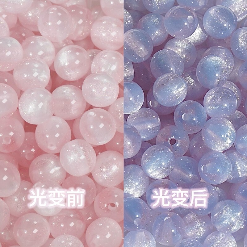 Summer 10mm Light-Sensitive Resin Round Beads Straight Hole Loose Beads DIY Handmade Beading Materials Bracelet Necklace Accessories