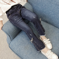 Girls jeans 2021 spring new childrens foreign style flared pants in the big child spring and autumn girls fashion trousers