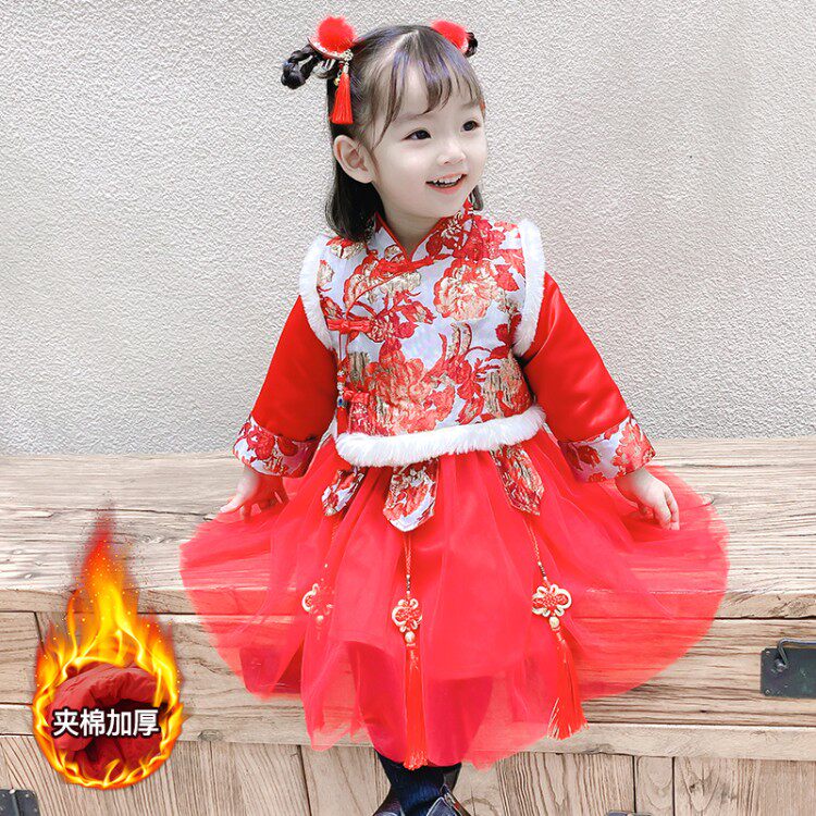 Girl Han Fu Qiu Winter China Wind Thickened Tangi Children Super Fairy Male Skirt Baby Ancient Dress Baiyenian Winter winter