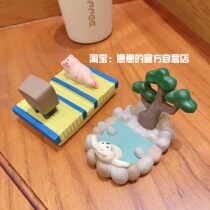 Cute pigs accompany you to watch TV mobile phone bracket flat iPad bracket hot spring cat desktop decoration bracket