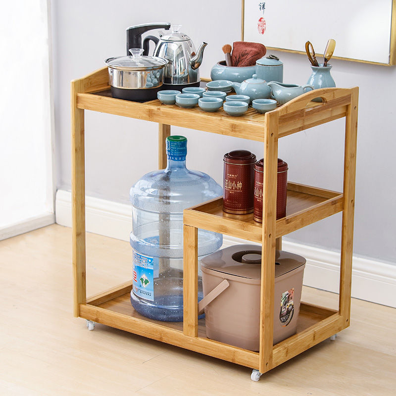 Tea, Tea table, small Chinese Tea sets Tea table home Tea kettle tank plate moving pulley office suits for