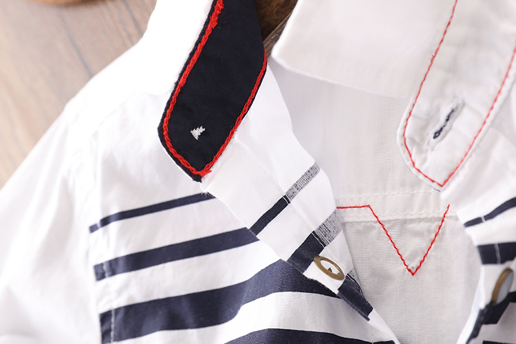 Áo sơ mi bé trai cotton Trẻ em Áo dài tay Áo sọc trắng Tương phản Áo sơ mi bé trai Áo sơ mi thủy triều thời trang trẻ em hàn quốc