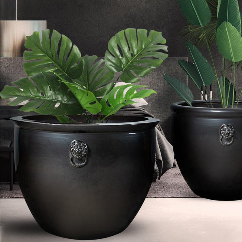 Jingdezhen ceramic fish tank living room home turtle tank koi tank painting and calligraphy tank lotus tank bowl lotus tank garden ornaments