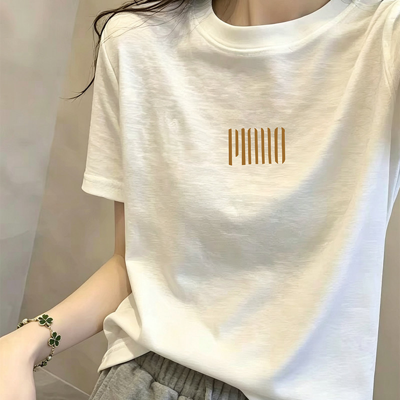 Korean White Bamboo Cotton Regular Shoulder Round Neck Short-Sleeve T-Shirt for Women, New Summer Style, Loose, Casual, Versatile Top ins Trendy Korean White Bamboo Cotton Regular Shoulder Round Neck Short-Sleeve T-Shirt for Women, New Summer Style, Loose, Casual, Versatile Top ins Trendy