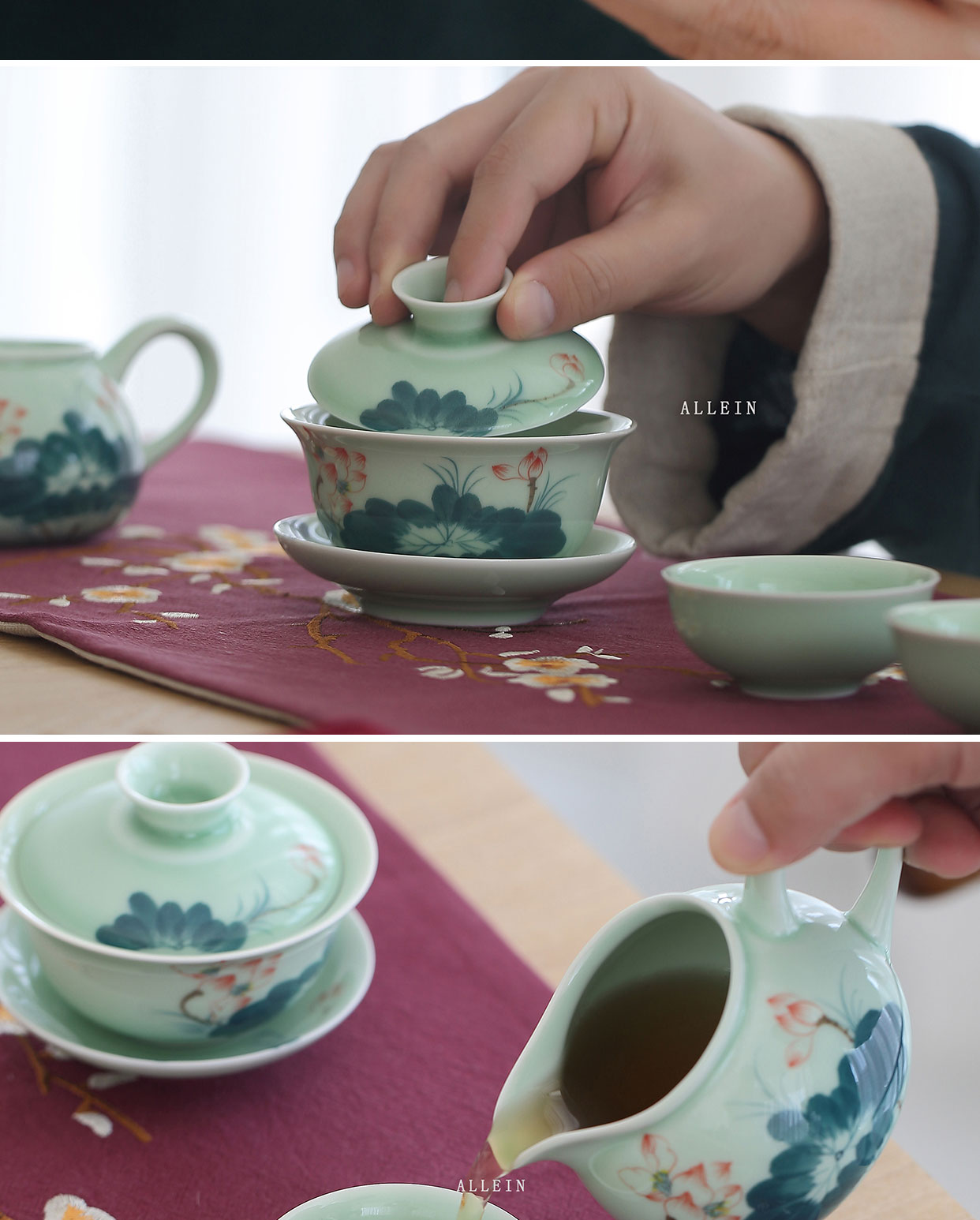 Dehua up porcelain tureen tea suet jade suit hand - made ceramic cups of a complete set of kung fu tea gift box