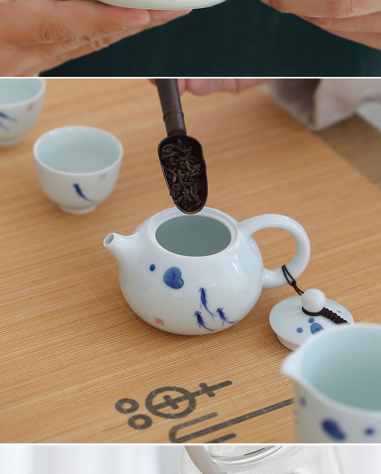 Kung fu tea set dehua white porcelain ceramic hand - made lotus contracted creative household teapot teacup of a complete set of gift box