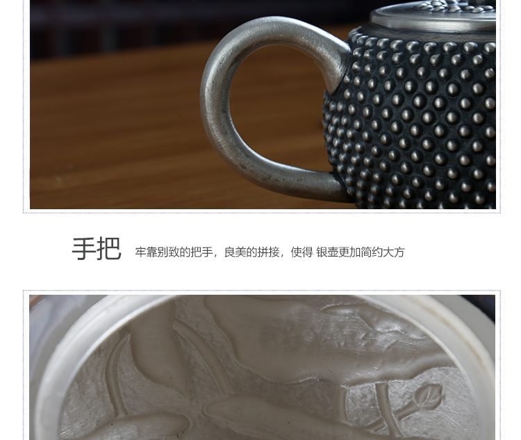 Babson sterling silver 999 d silver pot kettle kung fu tea tea pure manual fine silver trumpet teapot household