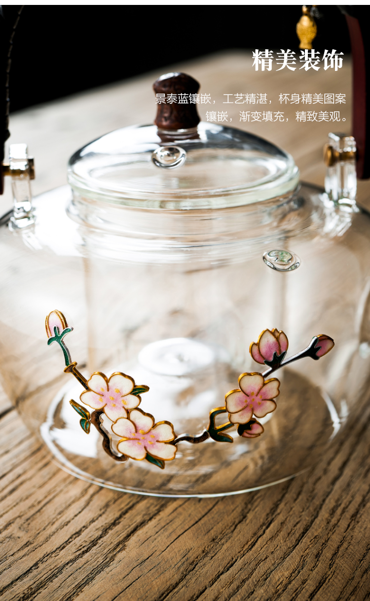 Wire inlay enamel color boiling tea ware office heat - resistant glass teapot small electric TaoLu suit single girder pot pot