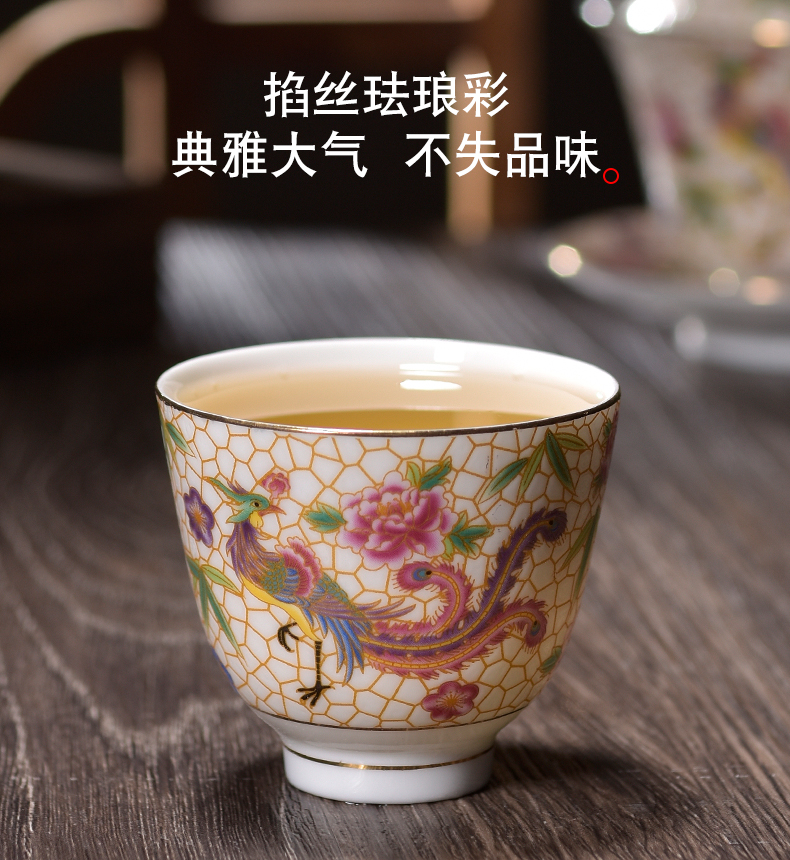 Jingdezhen tea cups porcelain enamel see colour flower phoenix master cup sample tea cup flower is Chinese style kung fu single CPU