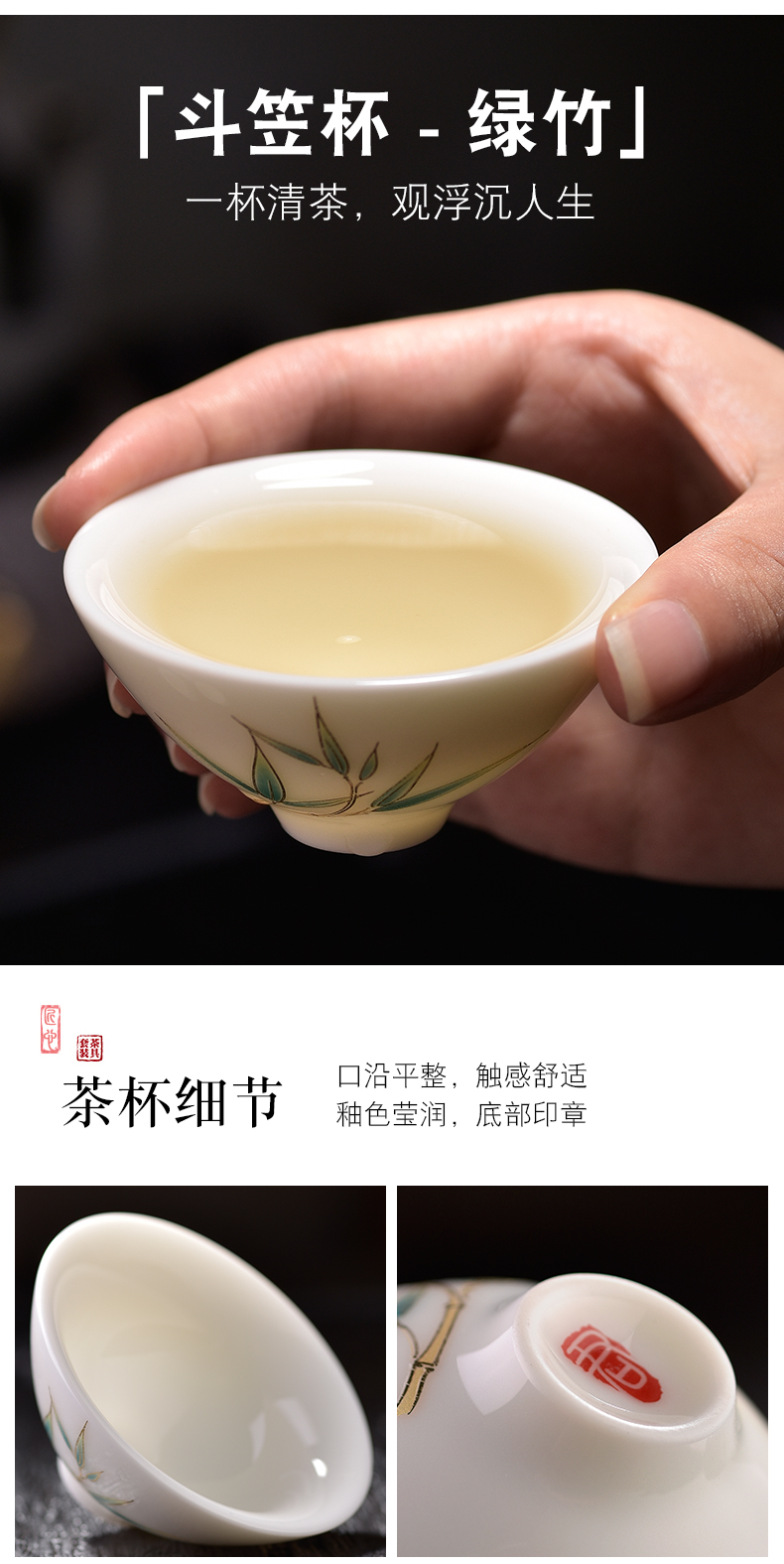 Dehua suet jade white porcelain masters cup single glass ceramic sample tea cup jade porcelain teacup kung fu tea set personal cup home