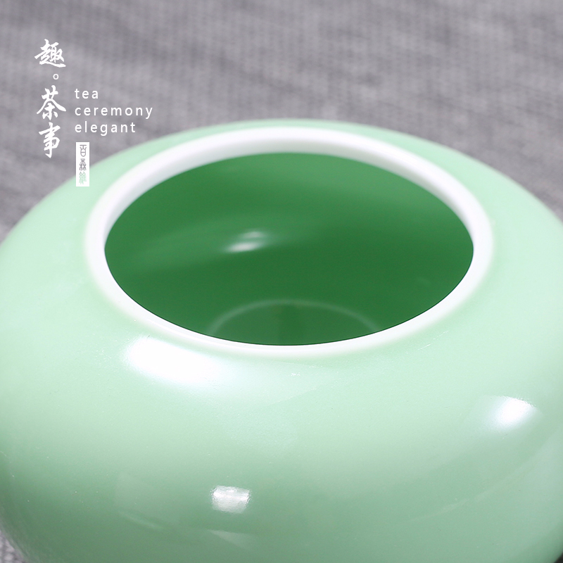 Longquan celadon caddy fixings ceramic large half jins to seal pot small tea pot of green tea moisture storage POTS