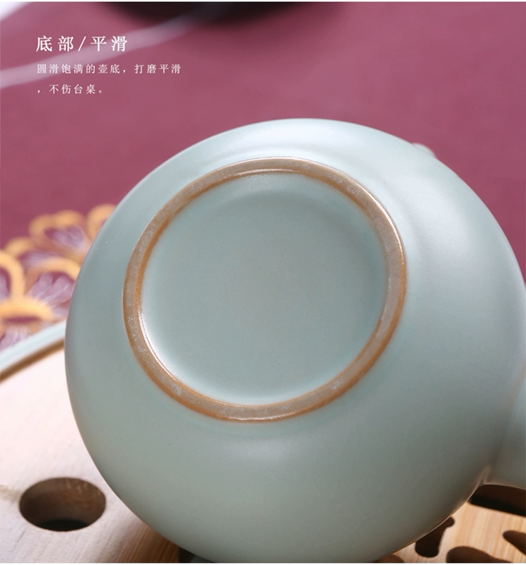 bình trà gốm Kiểu Nhật Bản Ru Lò Tay Cầm Phụ Ấm Trà Ấm Trà Nồi Đơn Hộ Gia Đình Bộ Trà Gốm Bộ Cốc Ru Sứ Tay Cầm ấm Trà ấm trà gốm bát tràng ấm tích pha trà xanh bát tràng