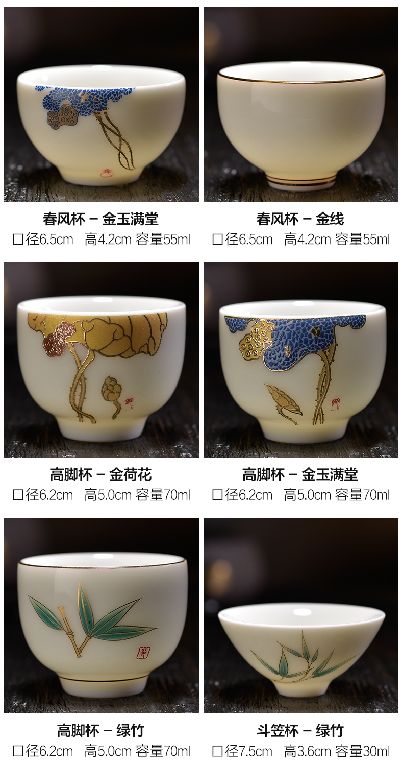 Dehua suet jade white porcelain masters cup single glass ceramic sample tea cup jade porcelain teacup kung fu tea set personal cup home