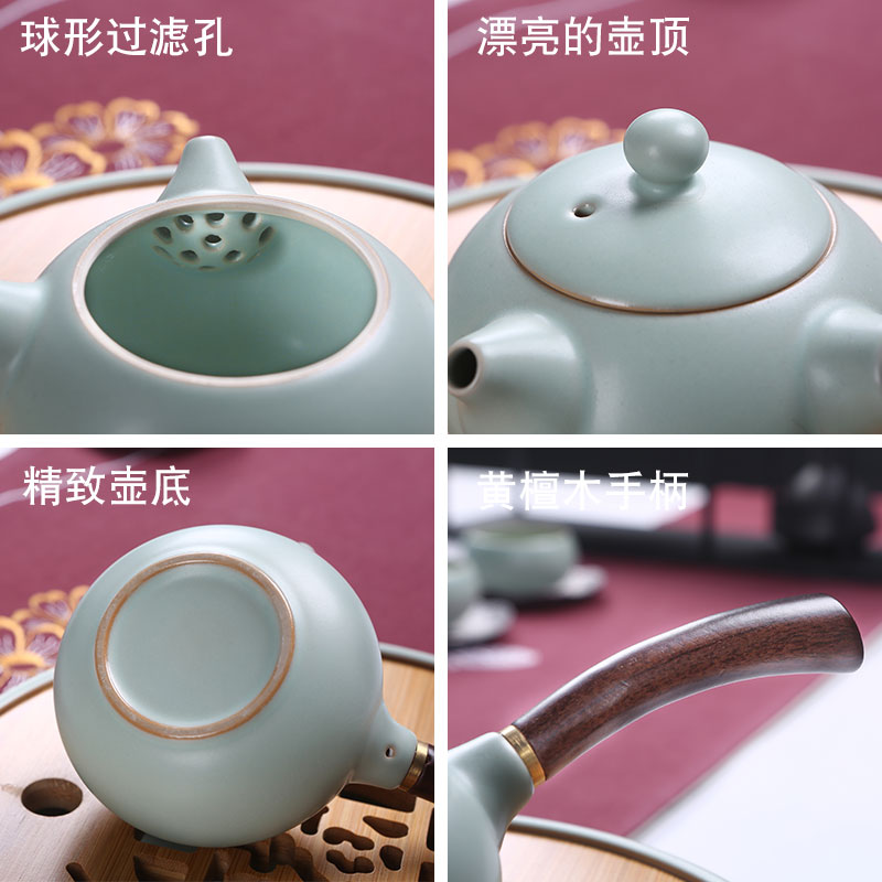 Start your up teapot wood the ceramic Japanese side the teapot single pot of ice to crack pot set kung fu tea set