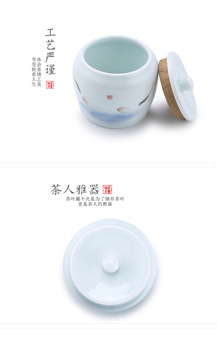 Hand - made ceramic small seal pot creative move fashion portable storage tank type fan caddy fixings with you travel