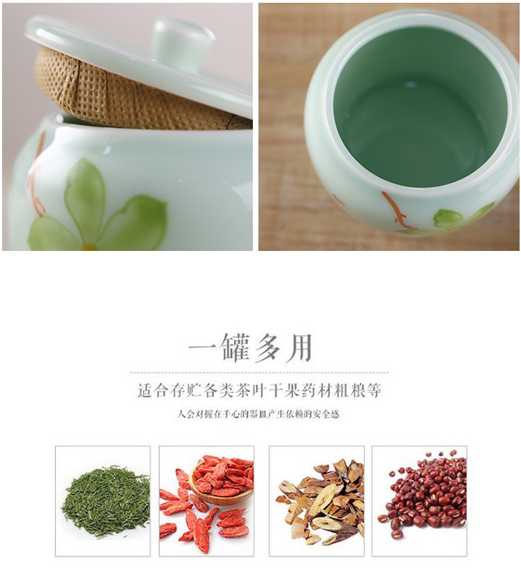 Hand - made ceramic small seal pot creative move fashion portable storage tank type fan caddy fixings with you travel