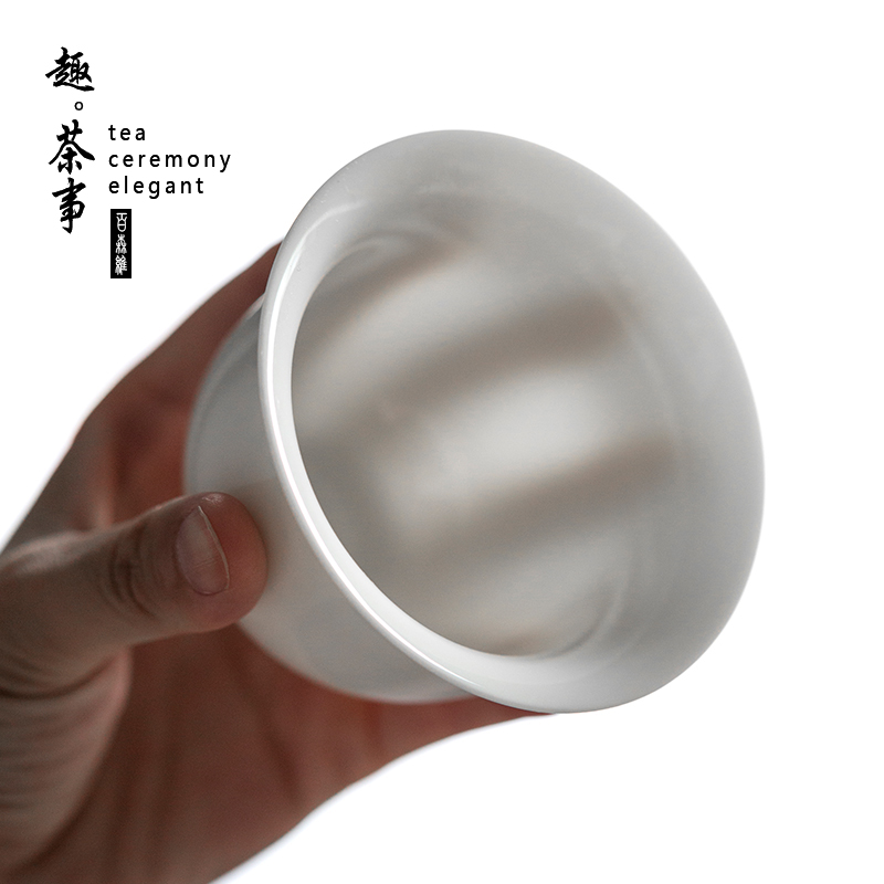Babson d dehua white porcelain tureen suet jade ceramic cups footed three bowls of kung fu tea home