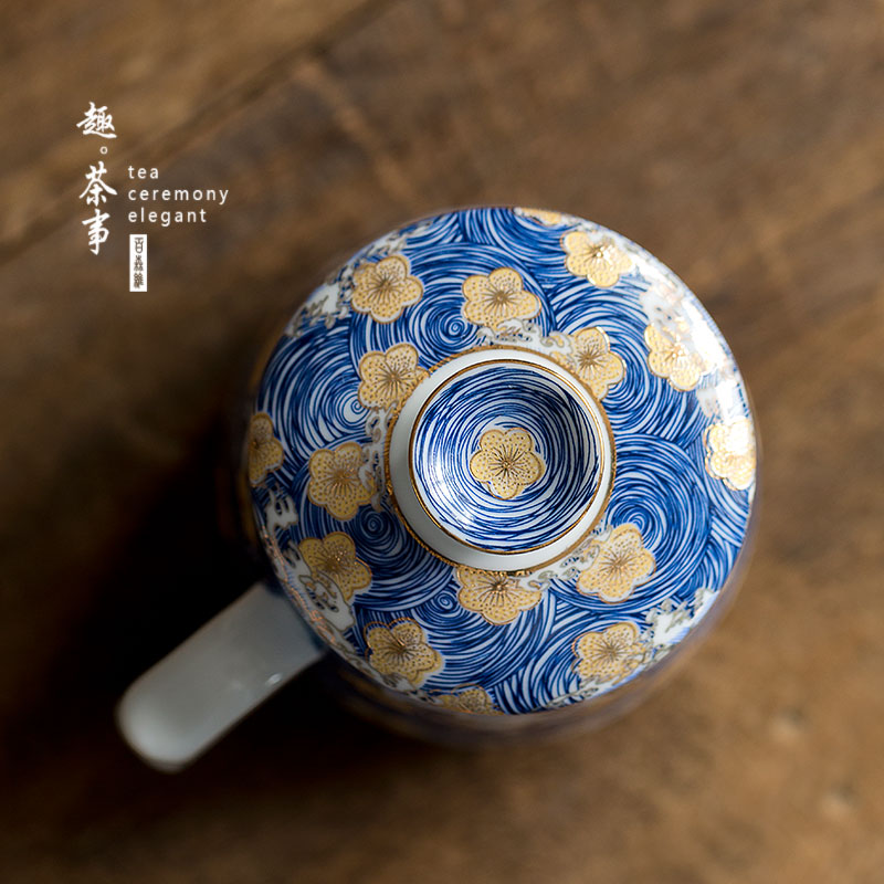 The see colour enamel jingdezhen ceramic tea cups male ms office high - grade household with cover filter cup