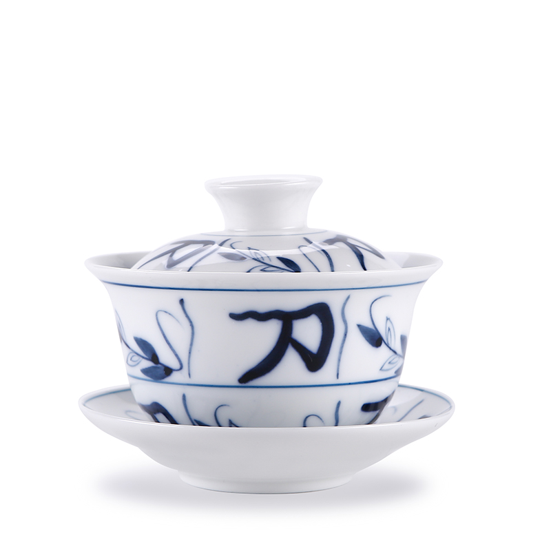 Babson hand - made white porcelain tureen blue and white porcelain cups old knife three thin foetus archaize kung fu tea set to make tea bowl