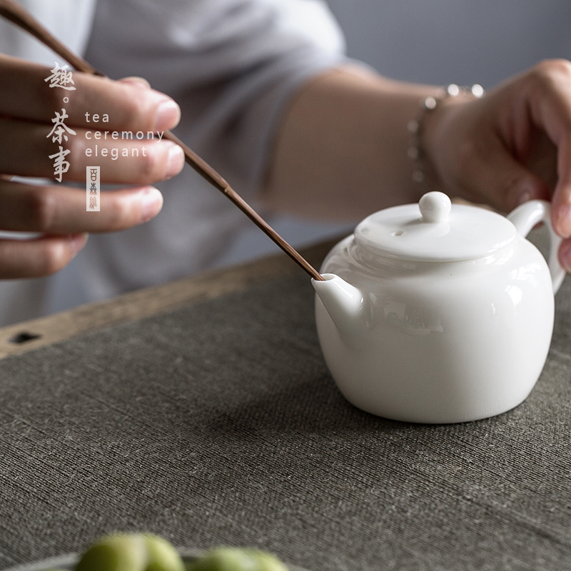 Babson d dehua white porcelain suet jade tea accessories in lard 6 gentleman teaspoons ChaGa YangHuBi tea tin vases