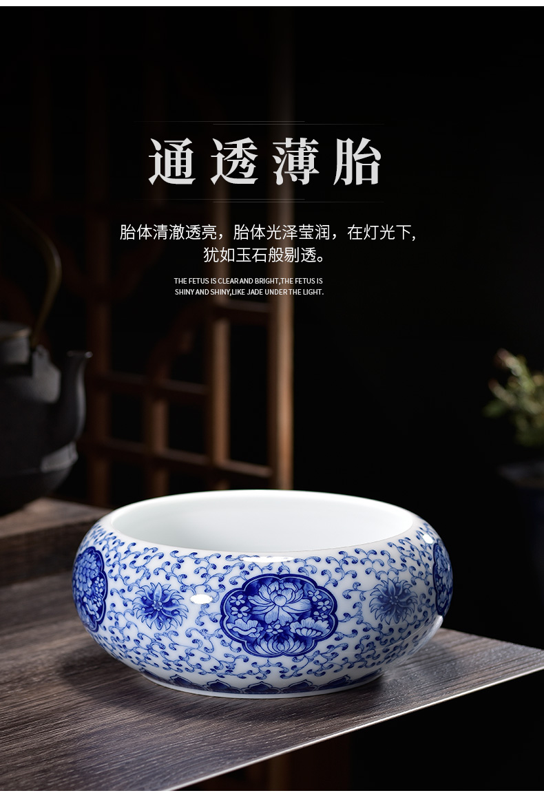 Jingdezhen ceramic wash large blue and white porcelain tea set tea cup to heavy wash water jar writing brush washer from kung fu tea porcelain accessories