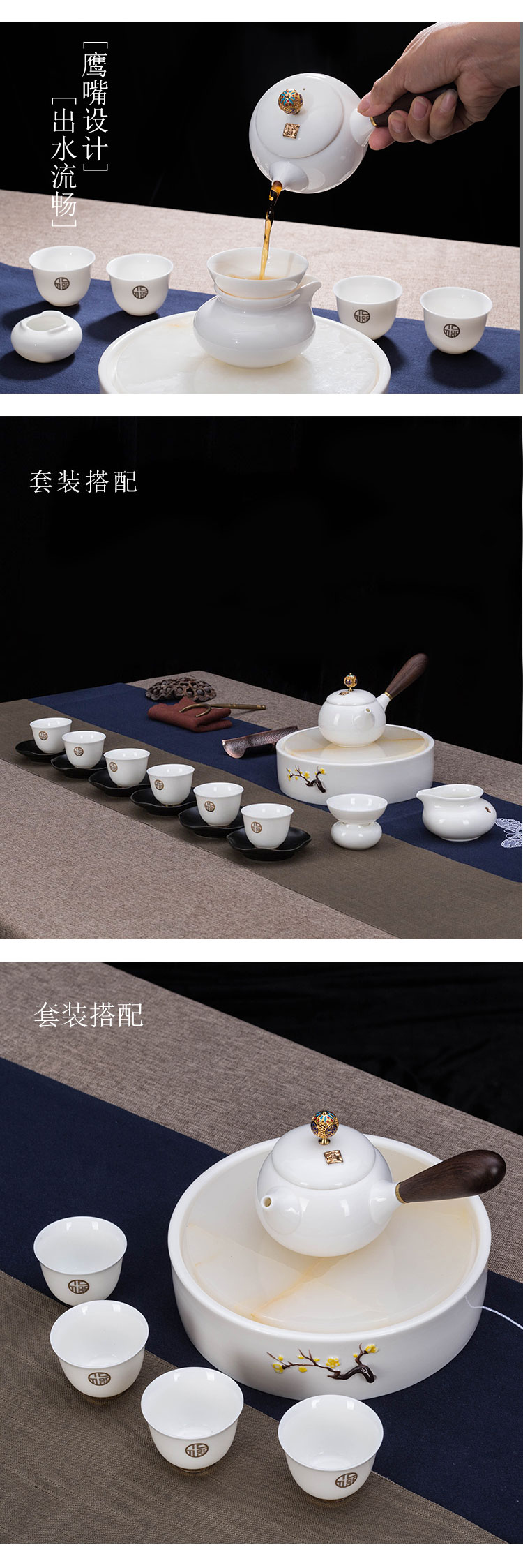 Kung fu tea set, a dimension of jingdezhen ceramics household pot teapot side put the pot of suet jade white porcelain pot