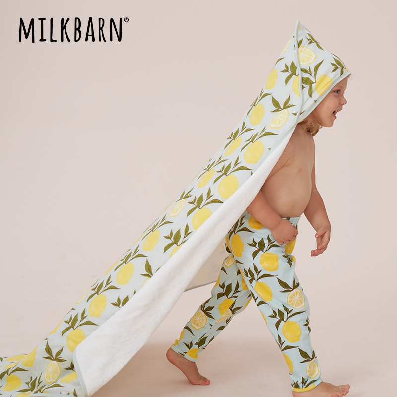 Milkbarn baby bath towel hooded organic cotton gauze super soft absorbent newborn baby cloak